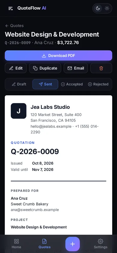 Quote preview on a phone